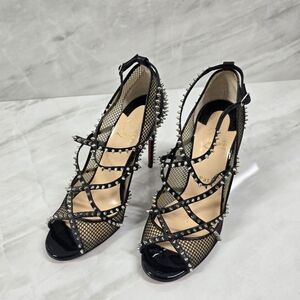 🔥RARE🔥Christian Louboutin Black Spiked Mesh Heels